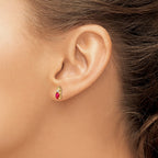 14k 5x3 Oval July/Ruby and Diamond Post Earrings