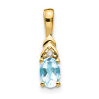 14k 6x4 Oval March/Aquamarine and Diamond Pendant