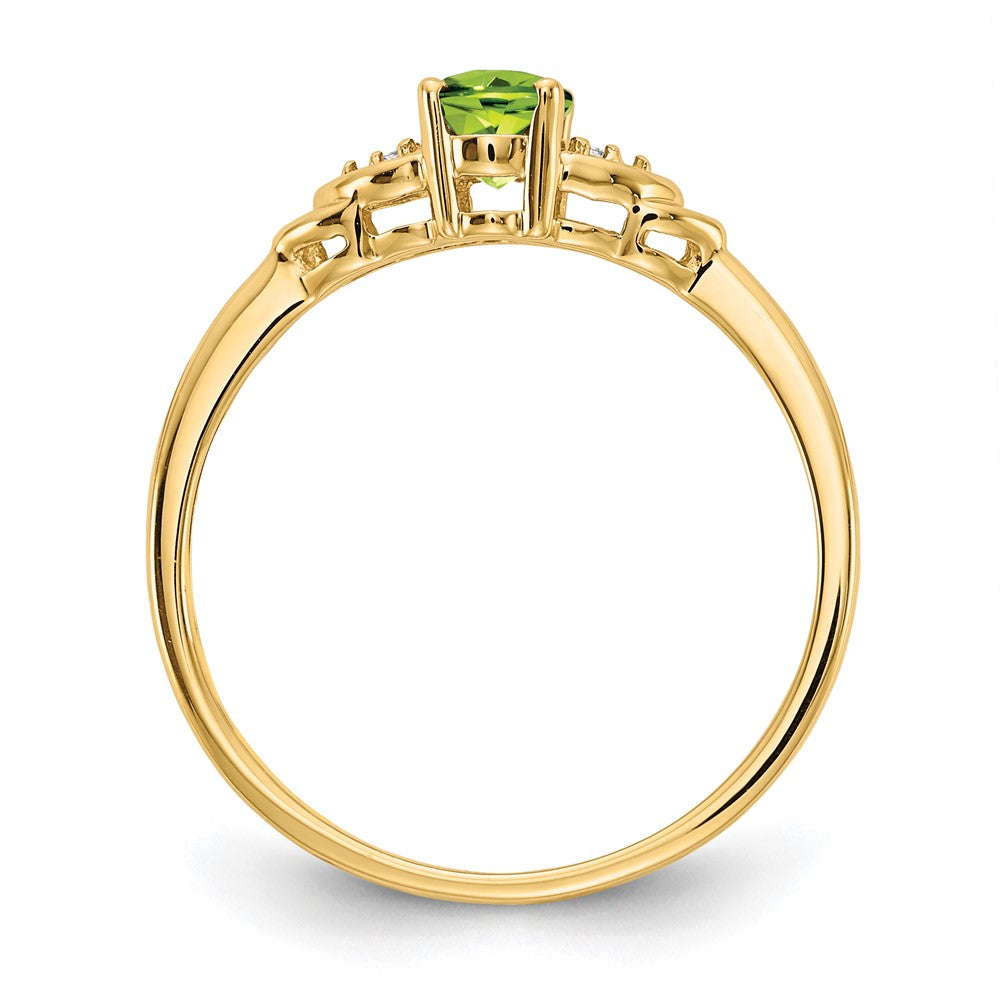 14k 6x4 Oval August/Peridot and Diamond Ring