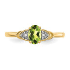 14k 6x4 Oval August/Peridot and Diamond Ring