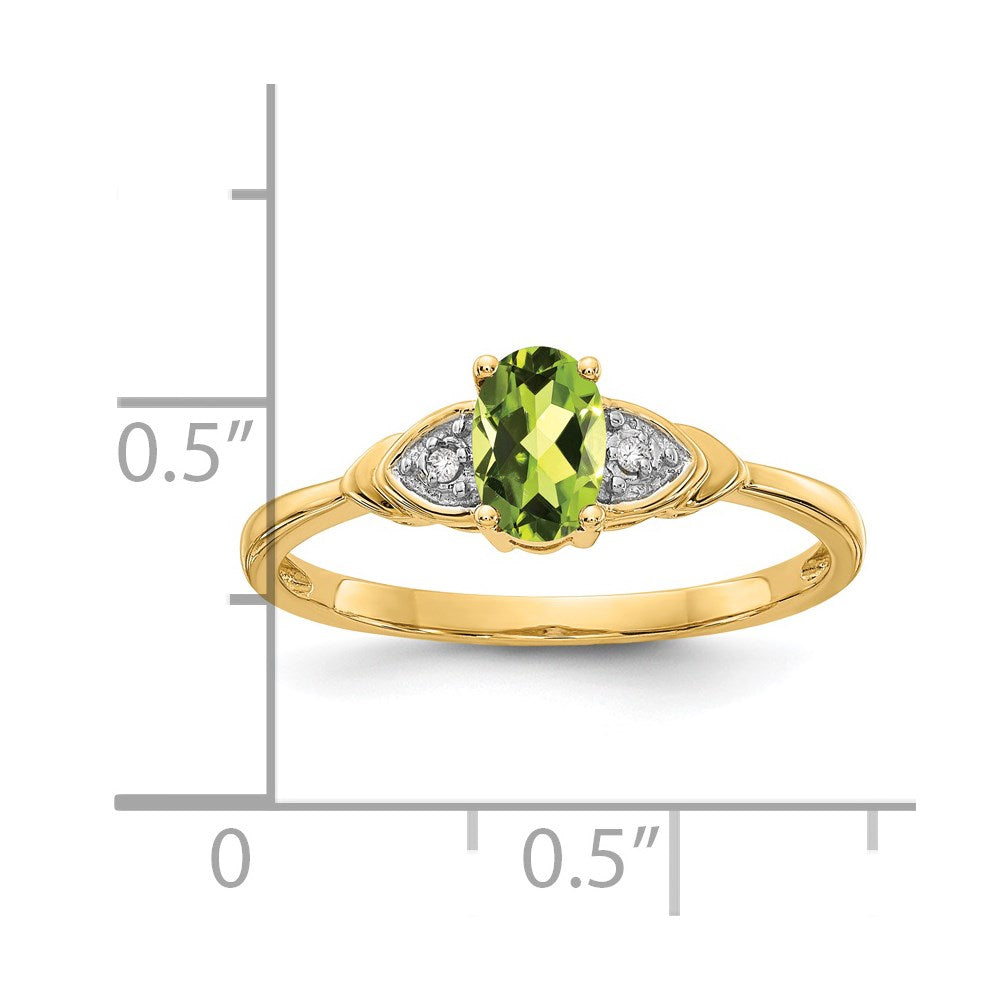 14k 6x4 Oval August/Peridot and Diamond Ring