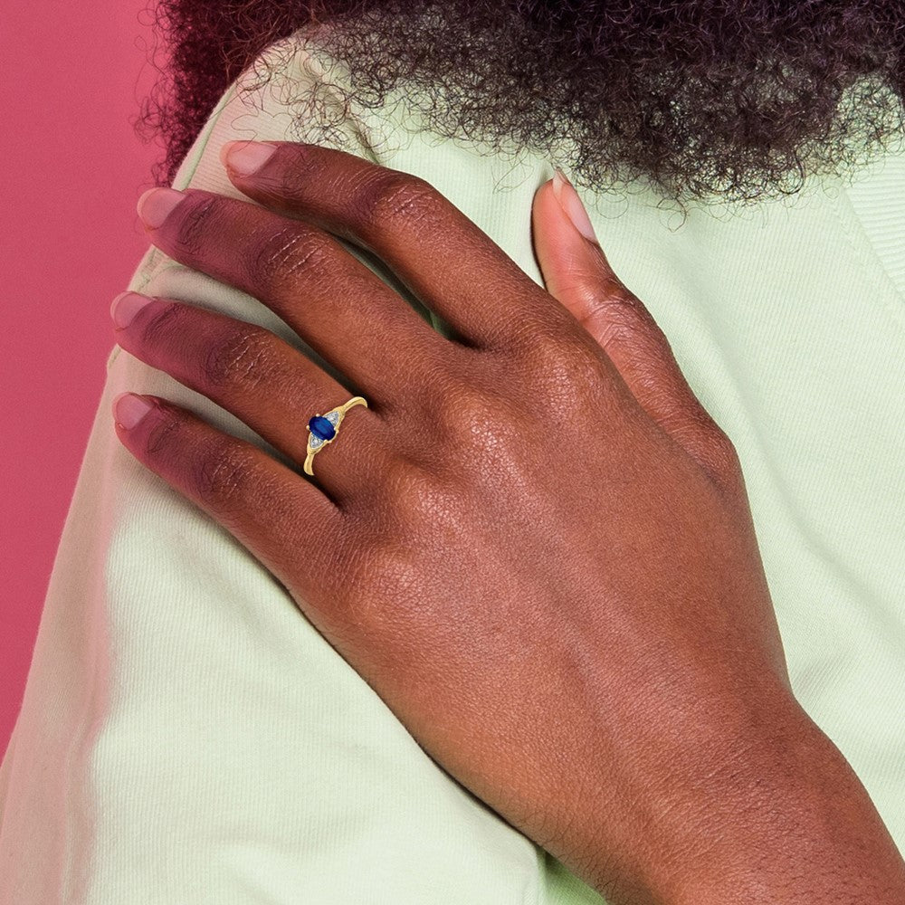 14k 6x4 Oval September/Sapphire and Diamond Ring