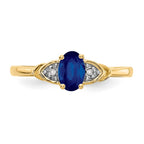 14k 6x4 Oval September/Sapphire and Diamond Ring
