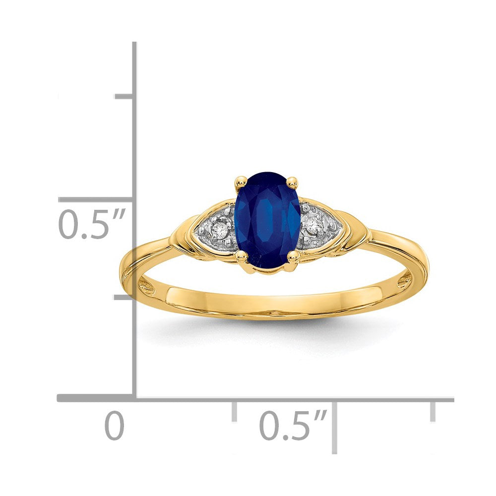14k 6x4 Oval September/Sapphire and Diamond Ring