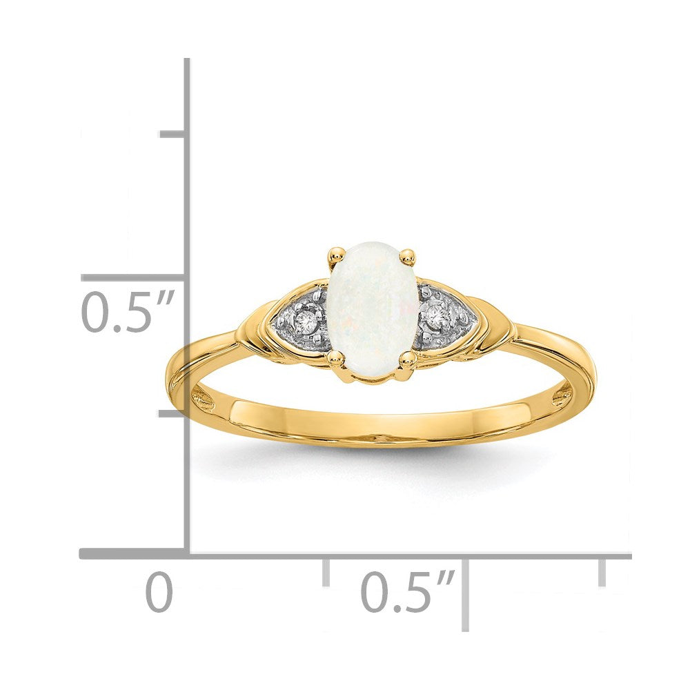 14k 6x4 Oval October/Opal and Diamond Ring
