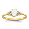 14k 6x4 Oval October/Opal and Diamond Ring