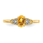 14k 6x4 Oval November/Citrine and Diamond Ring