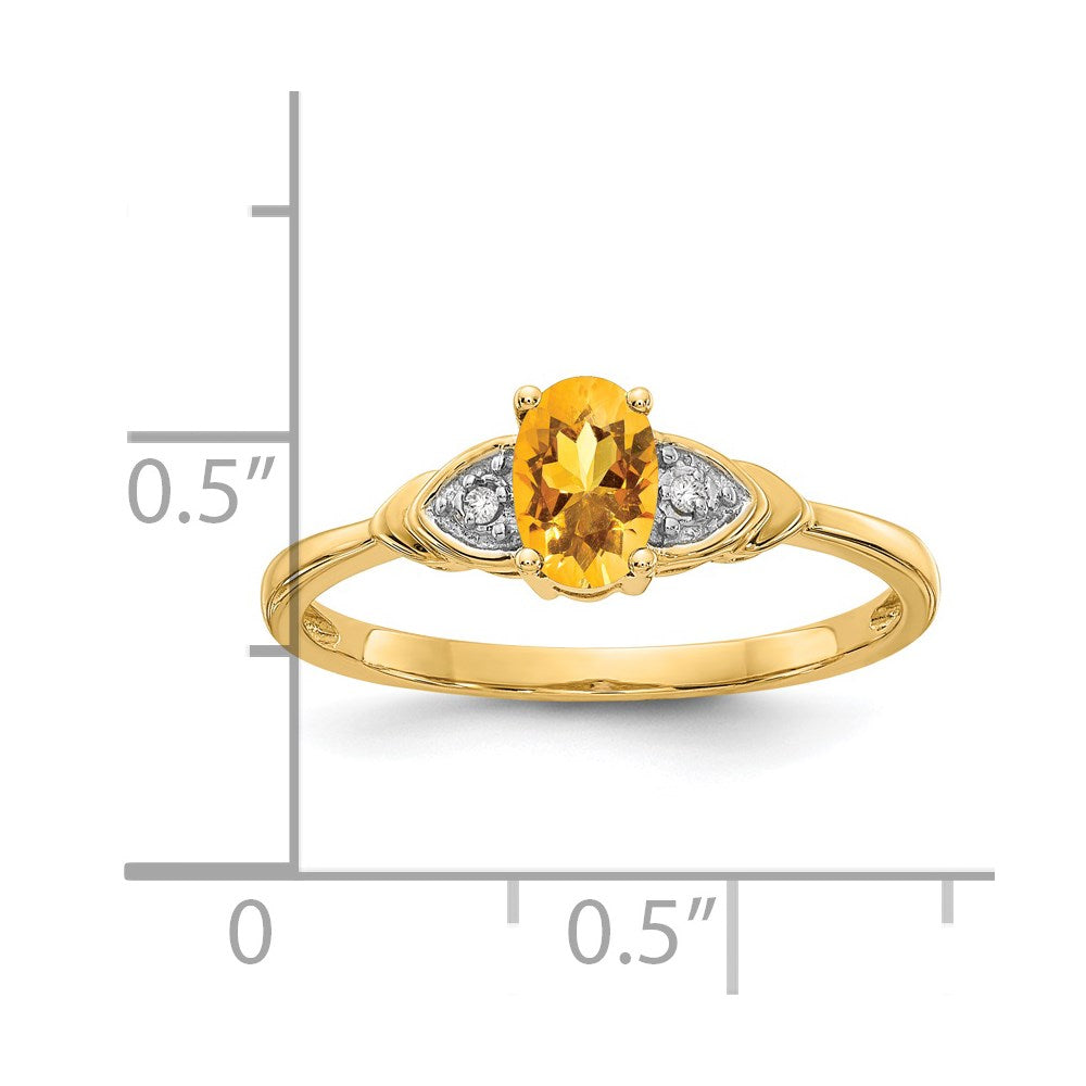 14k 6x4 Oval November/Citrine and Diamond Ring