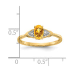 14k 6x4 Oval November/Citrine and Diamond Ring