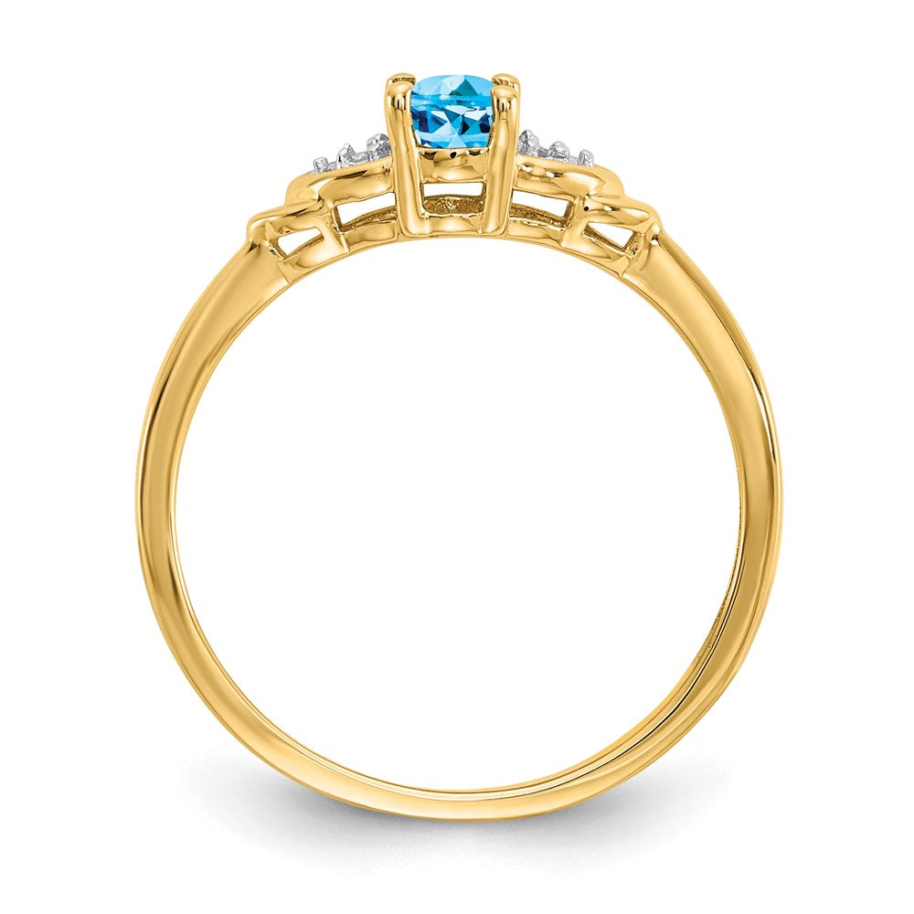 14k 6x4 Oval December/Blue Topaz and Diamond Ring