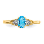 14k 6x4 Oval December/Blue Topaz and Diamond Ring