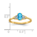 14k 6x4 Oval December/Blue Topaz and Diamond Ring