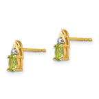 14k 5x3 Oval August/Peridot and Diamond Post Earrings
