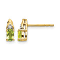 14k 5x3 Oval August/Peridot and Diamond Post Earrings