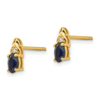 14k 5x3 Oval September/Sapphire and Diamond Post Earrings