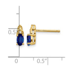 14k 5x3 Oval September/Sapphire and Diamond Post Earrings