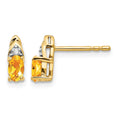 14k 5x3 Oval November/Citrine and Diamond Post Earrings