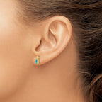 14k 5x3 Oval December/Blue Topaz and Diamond Post Earrings