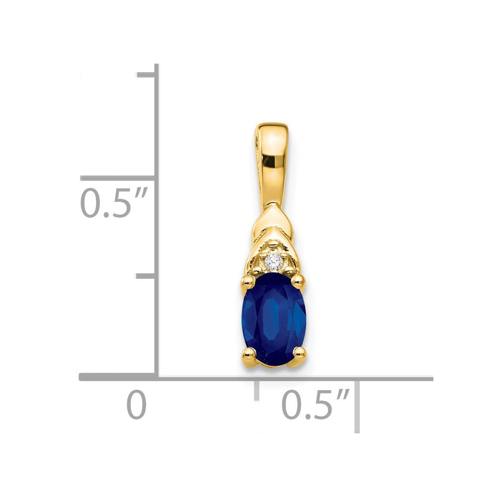 14k 6x4 Oval September/Sapphire and Diamond Pendant