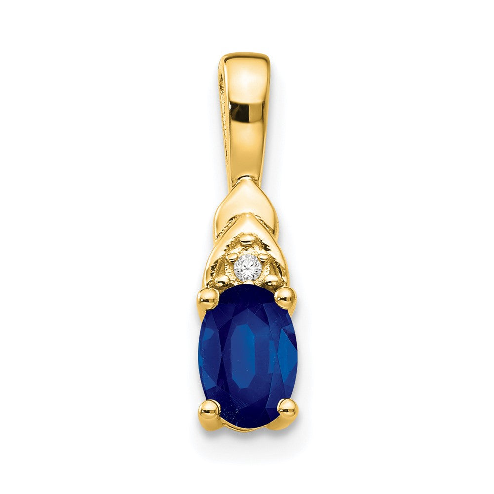 14k 6x4 Oval September/Sapphire and Diamond Pendant