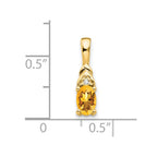 14k 6x4 Oval November/Citrine and Diamond Pendant