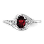 14k White Gold 6x4 Oval January/Garnet and Diamond Ring