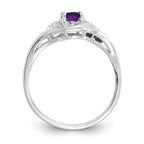 14k White Gold 6x4 Oval February/Amethyst and Diamond Ring