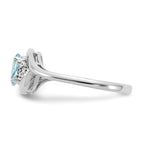 14k White Gold 6x4 Oval March/Aquamarine and Diamond Ring