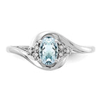 14k White Gold 6x4 Oval March/Aquamarine and Diamond Ring