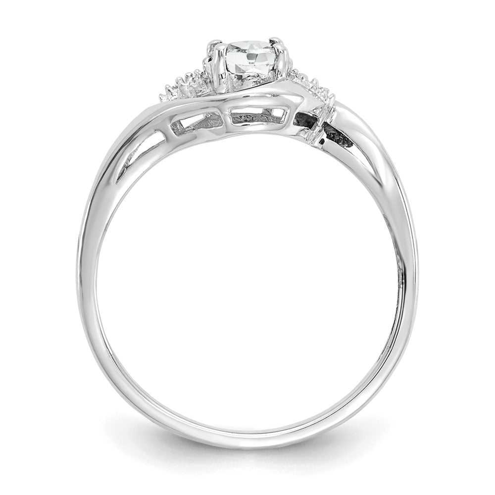 14k White Gold 6x4 Oval April/White Topaz and Diamond Ring