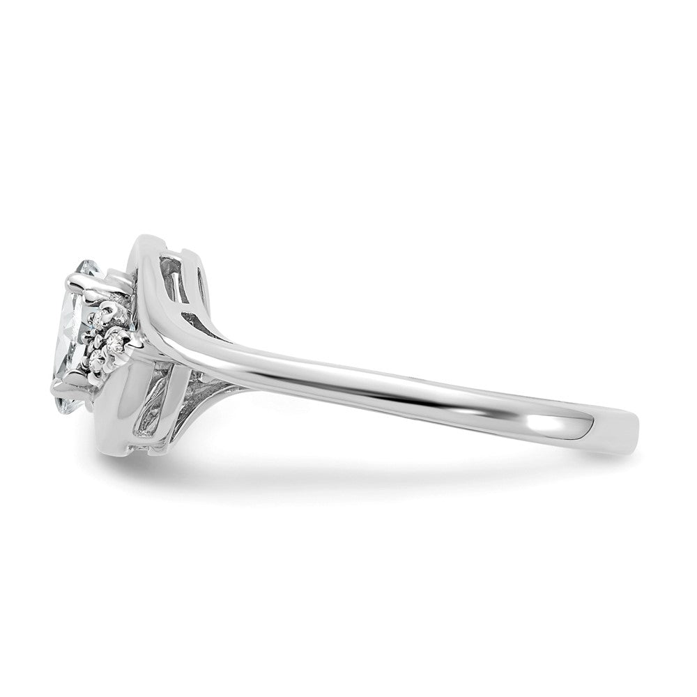 14k White Gold 6x4 Oval April/White Topaz and Diamond Ring
