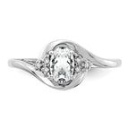 14k White Gold 6x4 Oval April/White Topaz and Diamond Ring