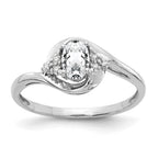 14k White Gold 6x4 Oval April/White Topaz and Diamond Ring