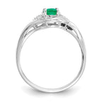 14k White Gold 6x4 Oval May/Emerald and Diamond Ring