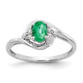 14k White Gold 6x4 Oval May/Emerald and Diamond Ring