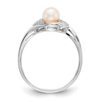 14k White Gold 5.5mm June/Freshwater Cultured Pearl and Diamond Ring