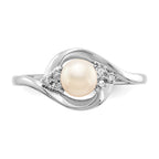 14k White Gold 5.5mm June/Freshwater Cultured Pearl and Diamond Ring