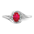 14k White Gold 6x4 Oval July/Ruby and Diamond Ring