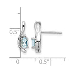 14k White Gold 5x3 Oval March/Aquamarine and Diamond Post Earrings