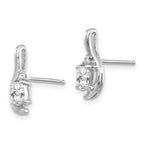 14k White Gold 5x3 Oval April/White Topaz and Diamond Post Earrings