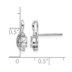 14k White Gold 5x3 Oval April/White Topaz and Diamond Post Earrings