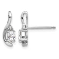 14k White Gold 5x3 Oval April/White Topaz and Diamond Post Earrings