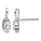 14k White Gold 5x3 Oval April/White Topaz and Diamond Post Earrings