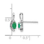 14k White Gold 5x3 Oval May/Emerald and Diamond Post Earrings