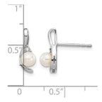 14k White Gold 4.5mm June/Freshwater Cultured Pearl and Diamond Post Earrings