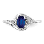14k White Gold 6x4 Oval September/Sapphire and Diamond Ring