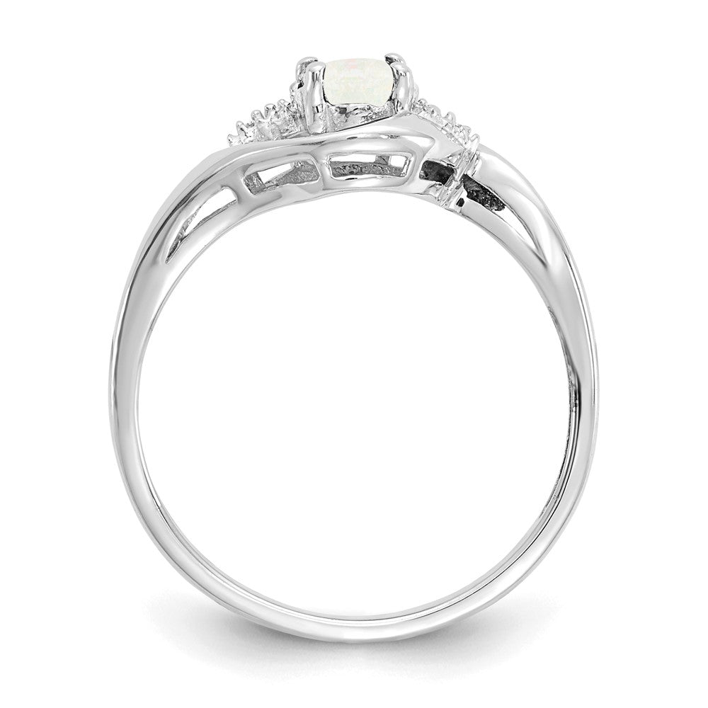 14k White Gold 6x4 Oval October/Opal and Diamond Ring