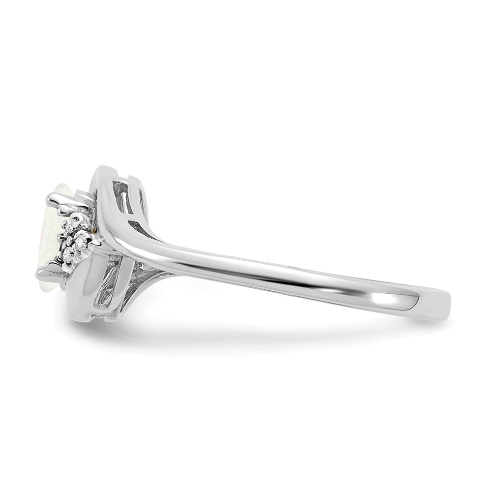14k White Gold 6x4 Oval October/Opal and Diamond Ring