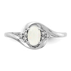 14k White Gold 6x4 Oval October/Opal and Diamond Ring