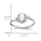 14k White Gold 6x4 Oval October/Opal and Diamond Ring